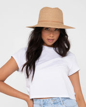 RUSTY GISELE STRAW HAT NATURAL CARAMEL