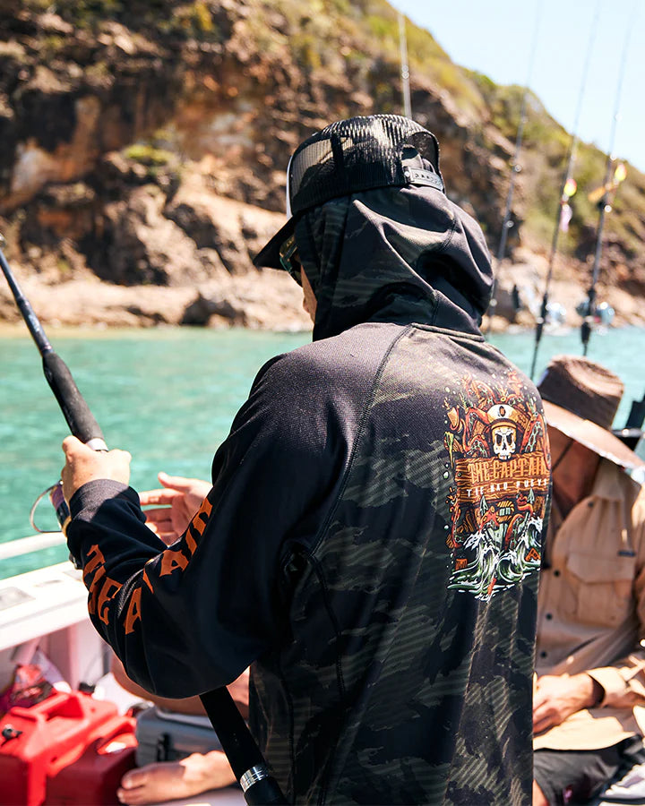 THE MAD HUEYS KRAKEN CAPTAIN HOODED MASKED FISHING JERSEY