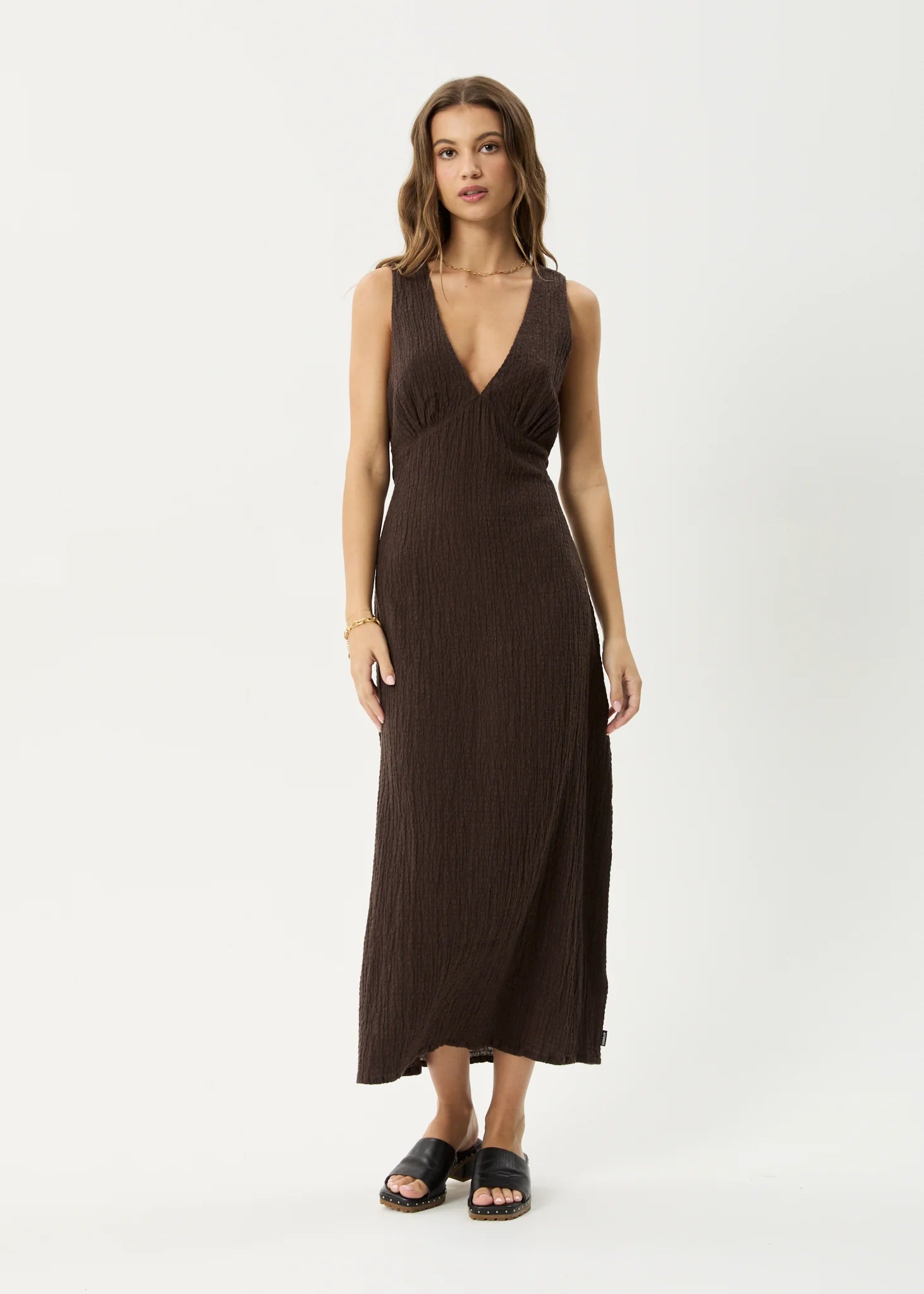 AFENDS FOCUS SEERSUCKER MAXI DRESS