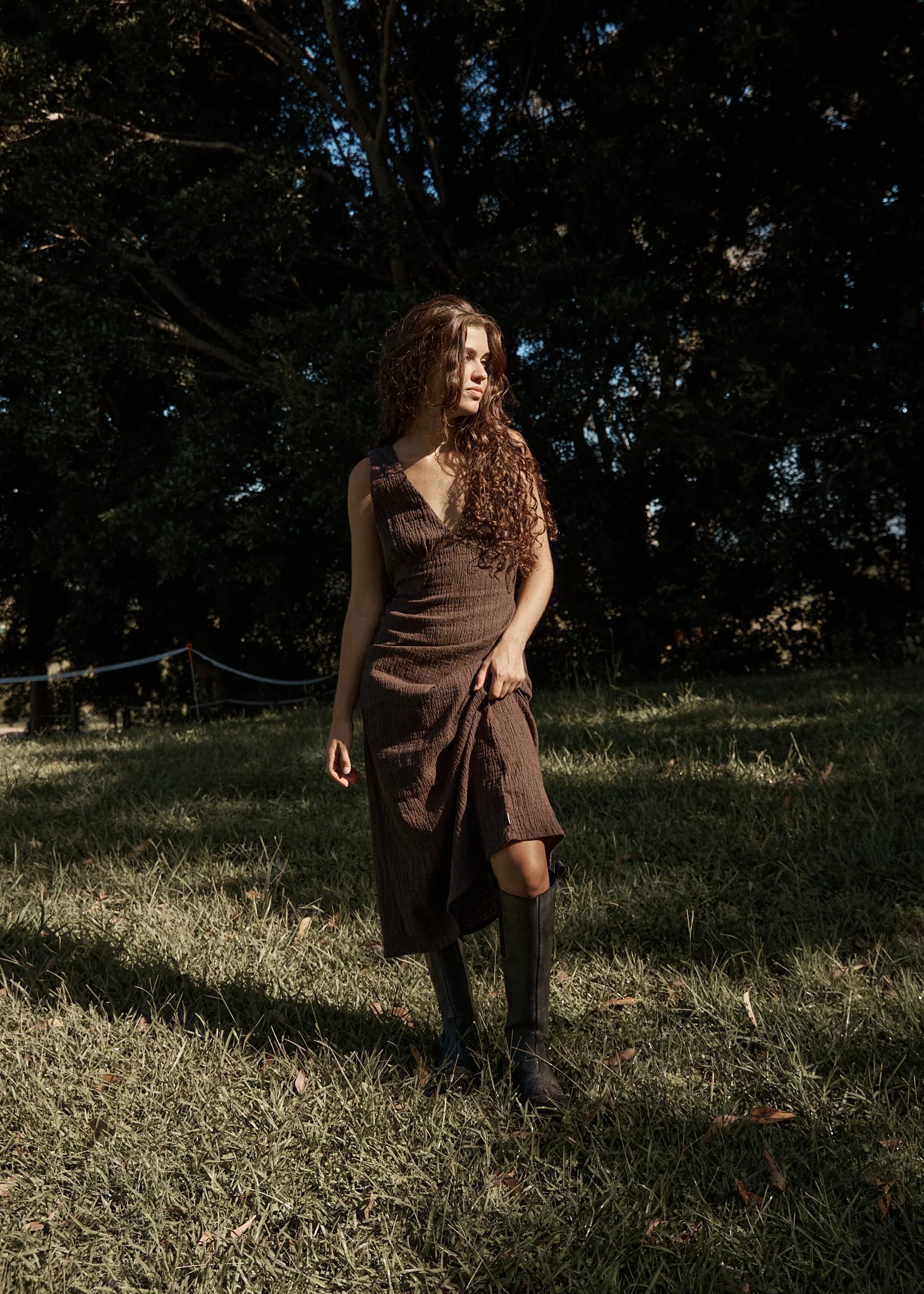 AFENDS FOCUS SEERSUCKER MAXI DRESS