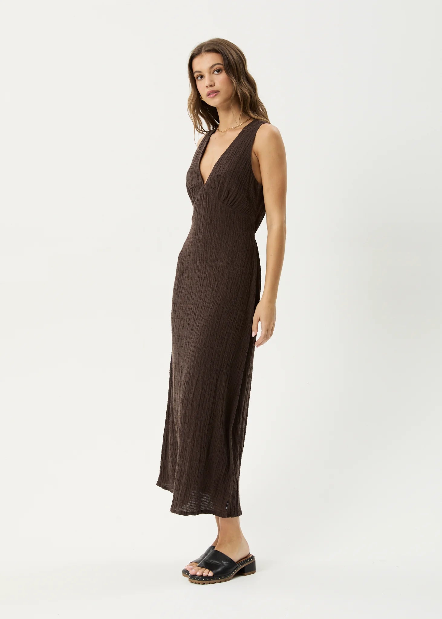AFENDS FOCUS SEERSUCKER MAXI DRESS