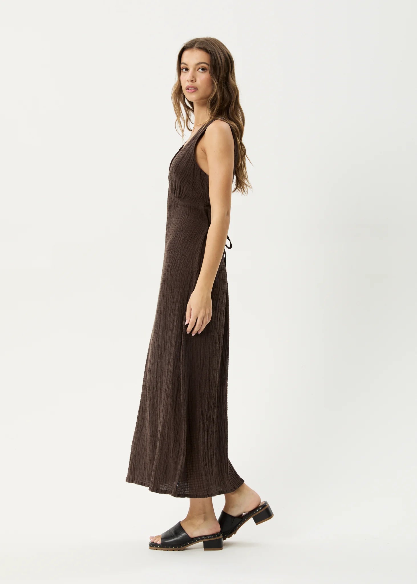 AFENDS FOCUS SEERSUCKER MAXI DRESS