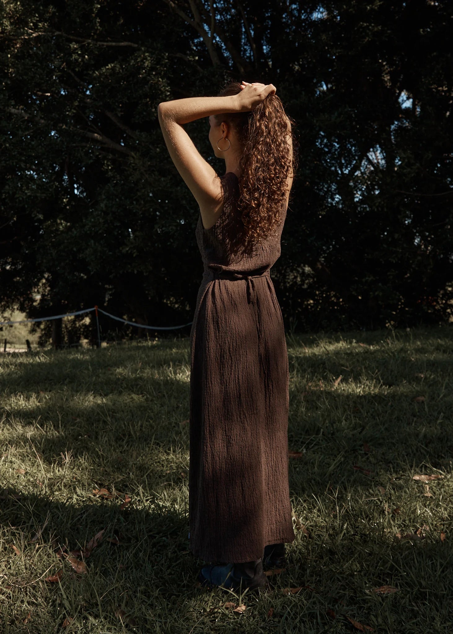 AFENDS FOCUS SEERSUCKER MAXI DRESS