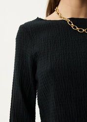 AFENDS FOCUS SEERSUCKER LONG SLEEVE TOP