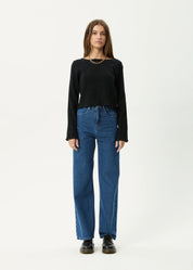 AFENDS FOCUS SEERSUCKER LONG SLEEVE TOP