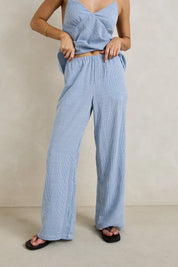 RHYTHM MARISOL PANT WOMENS HIGH WAIST SUMMER PANTS BLUE CHECK