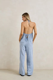RHYTHM MARISOL PANT WOMENS HIGH WAIST SUMMER PANTS BLUE CHECK