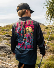 MAD HUEYS KING COD CODZILLA | YOUTH UPF 50+ FISHING JERSEY - BLACK