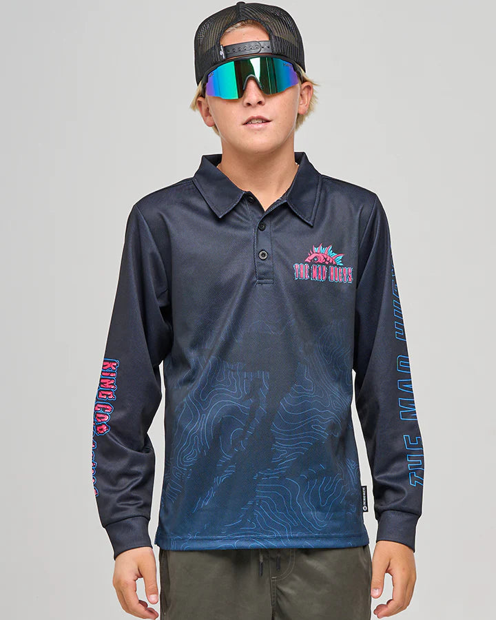 MAD HUEYS KING COD CODZILLA | YOUTH UPF 50+ FISHING JERSEY - BLACK