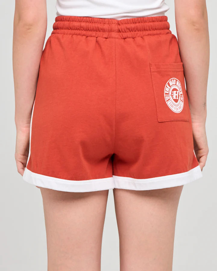 MAD HUEYS LIVING HUEYS | WOMENS MID RISE SHORTS - RED CLAY