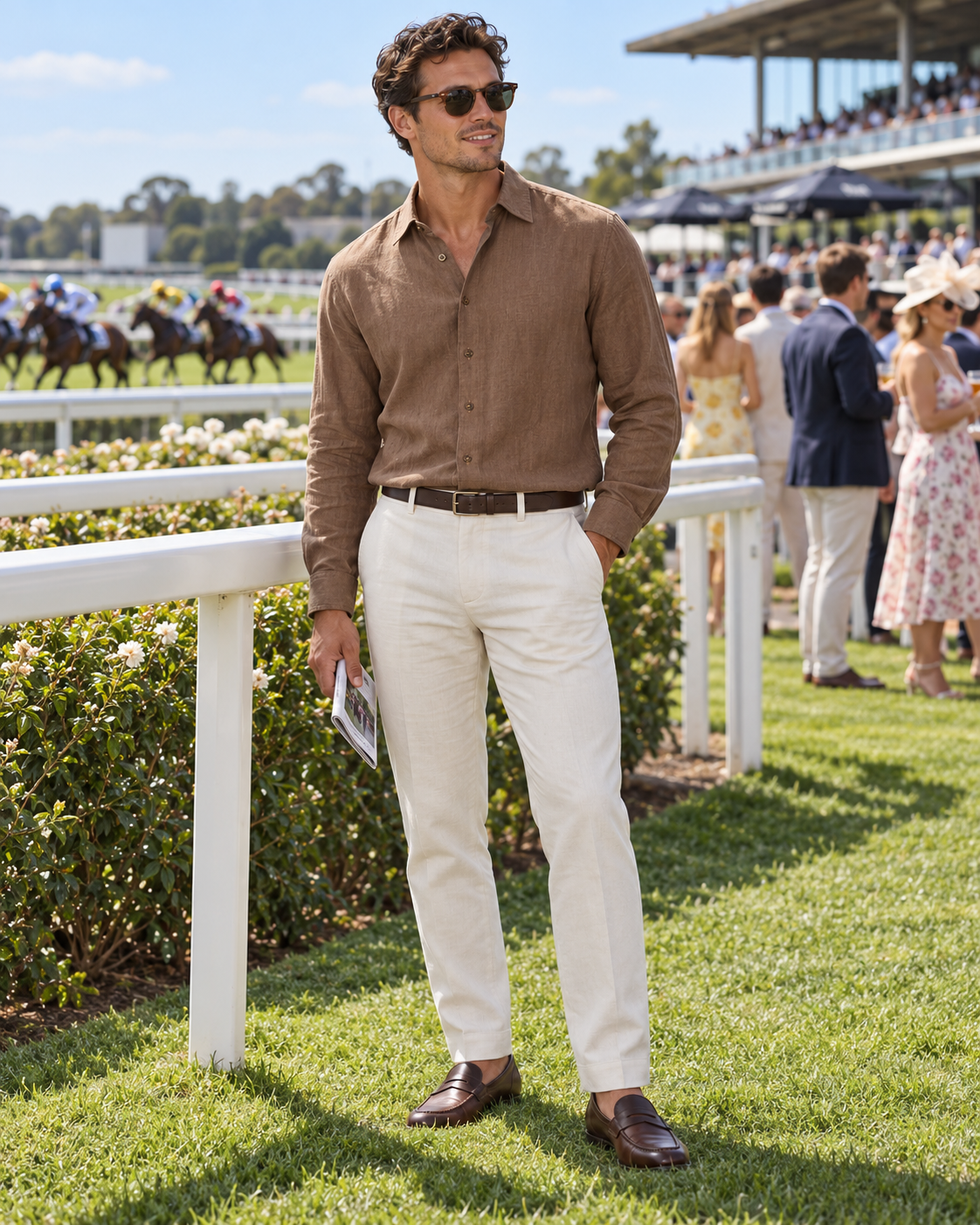 INDUSTRIE ST MARTINS LONG SLEEVE LINEN SHIRT - MACCHIATO