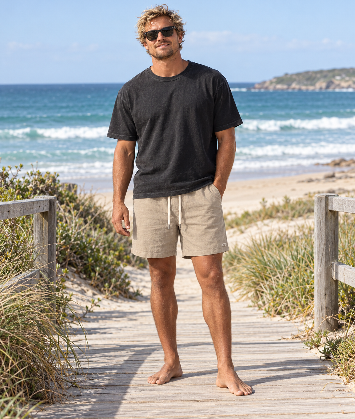 INDUSTRIE MARINA LINEN SHORTS - MOSS