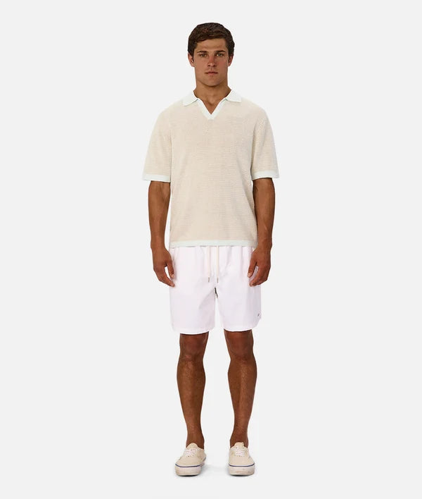 INDUSTRIE LAVENO KNIT POLO - MINT / CAMEL