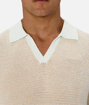 INDUSTRIE LAVENO KNIT POLO - MINT / CAMEL