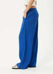 AFENDS MARINA SEERSUCKER PANT – HEMP TENCEL WIDE LEG PANTS WITH DRAWSTRING WAIST
