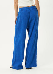 AFENDS MARINA SEERSUCKER PANT – HEMP TENCEL WIDE LEG PANTS WITH DRAWSTRING WAIST