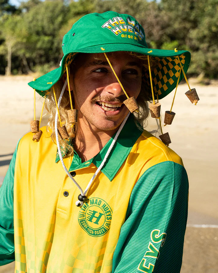 THE MAD HUEYS OI OI OI | QUICK DRY WIDE BRIM HAT - AUSSIE GREEN