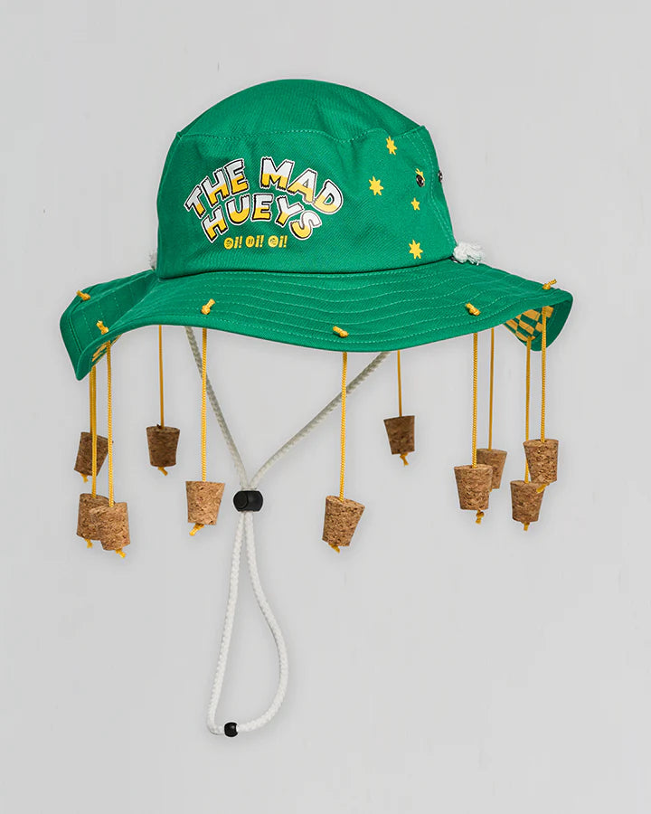 THE MAD HUEYS OI OI OI | QUICK DRY WIDE BRIM HAT - AUSSIE GREEN