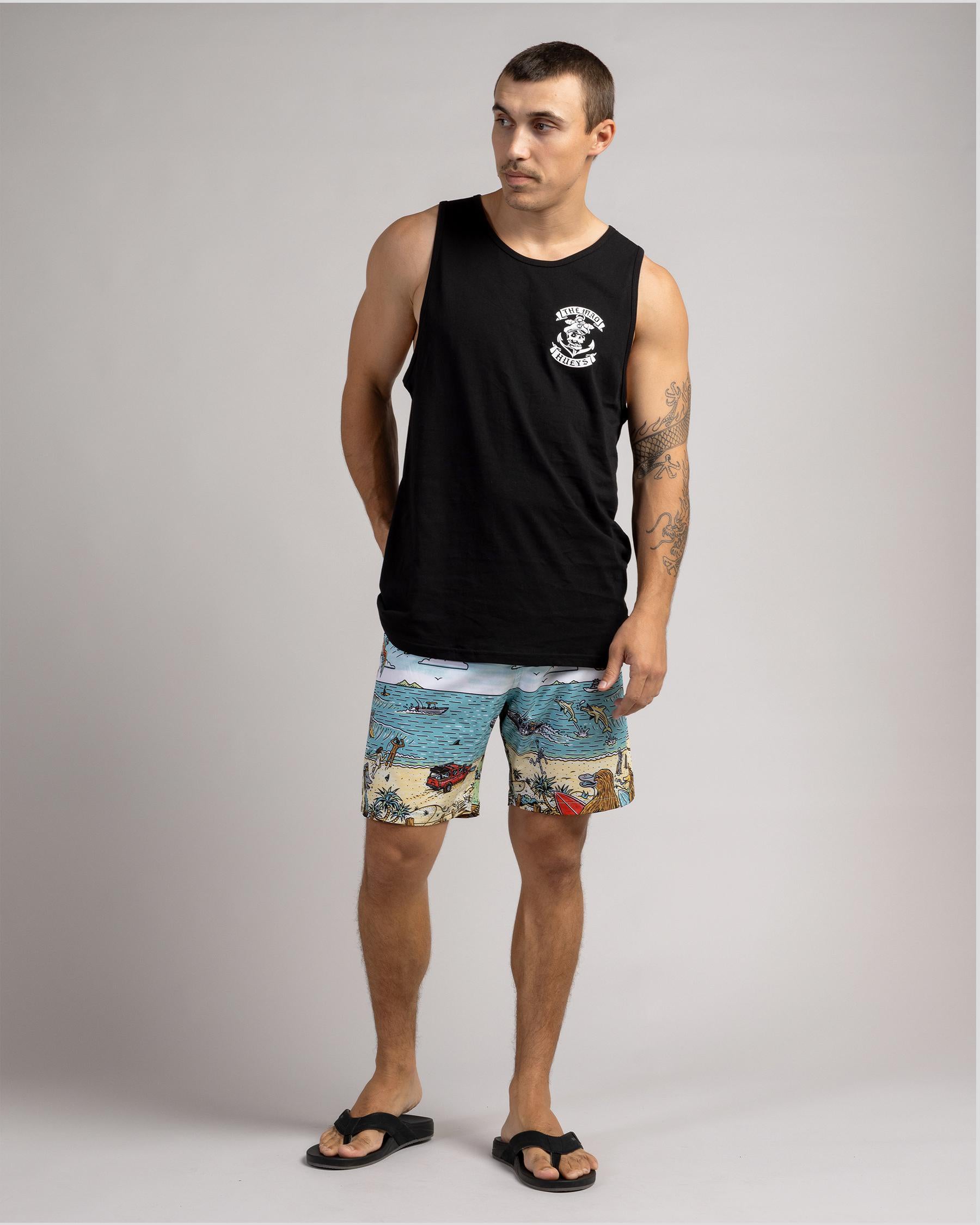 MAD HUEYS OZ STRAYA SWIM VOLLEYS – MENS QUICK DRY AUSSIE PRINT BOARD SHORTS