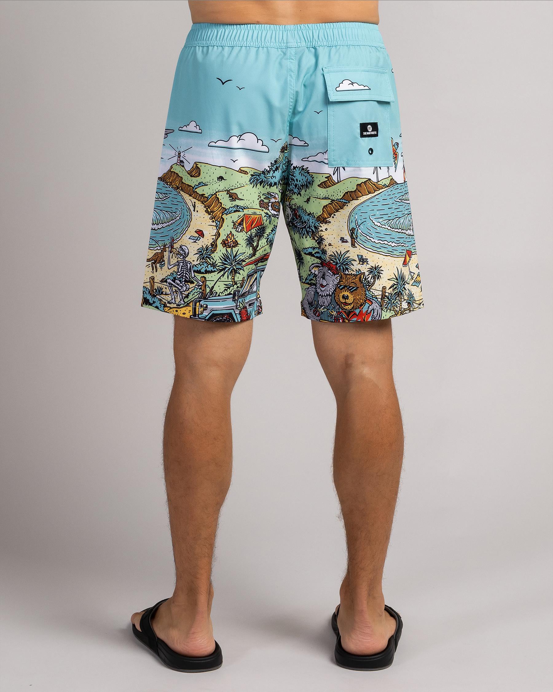 MAD HUEYS OZ STRAYA SWIM VOLLEYS – MENS QUICK DRY AUSSIE PRINT BOARD SHORTS