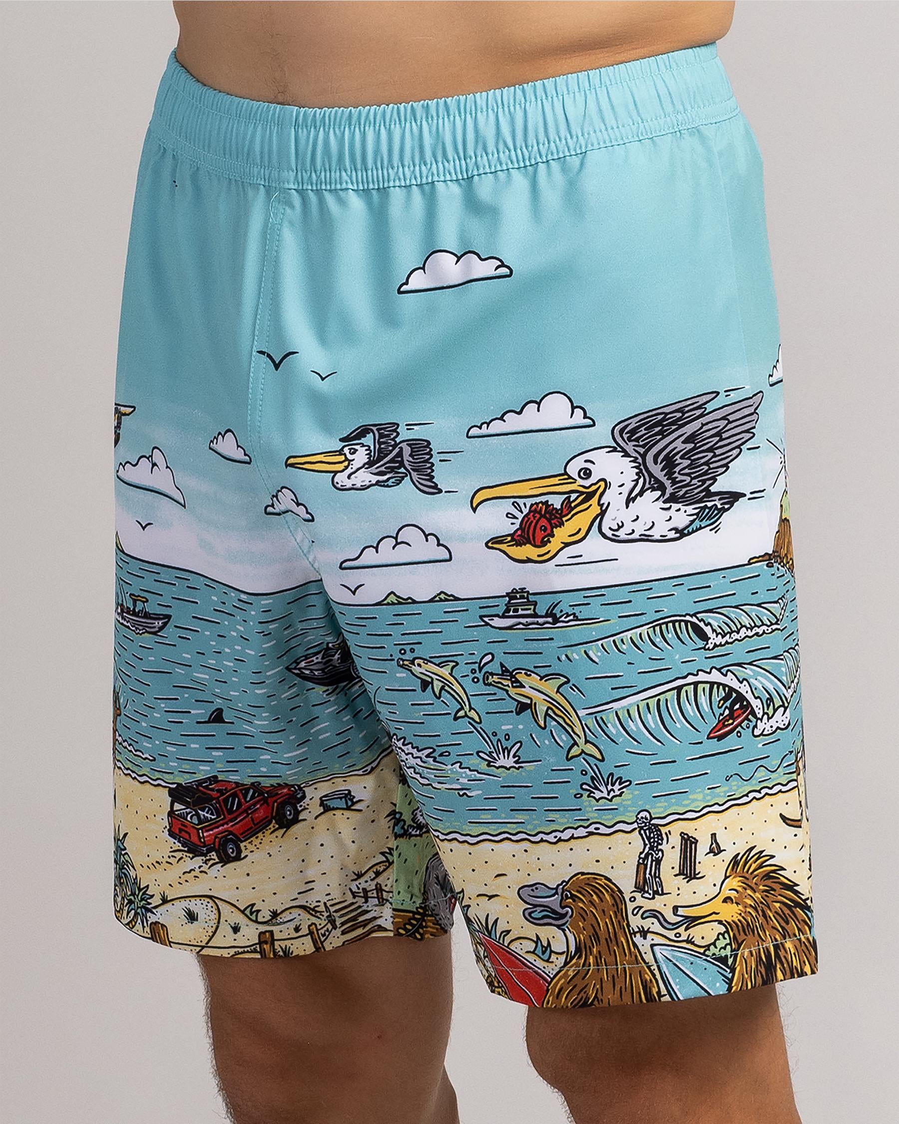MAD HUEYS OZ STRAYA SWIM VOLLEYS – MENS QUICK DRY AUSSIE PRINT BOARD SHORTS