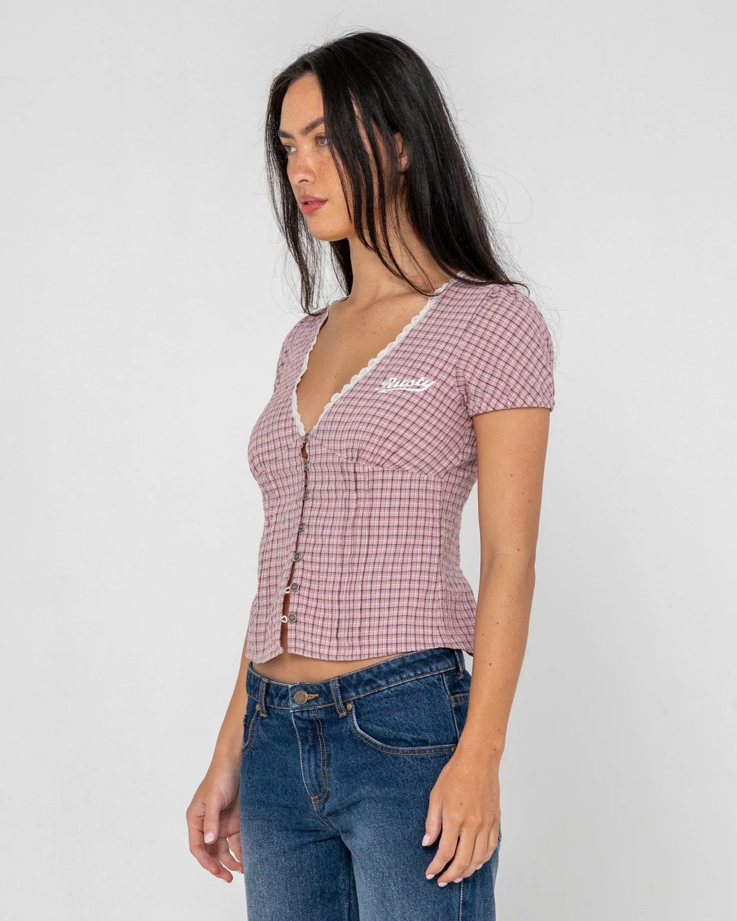 RUSTY PEGGY SUE BUTTON DOWN BLOUSE