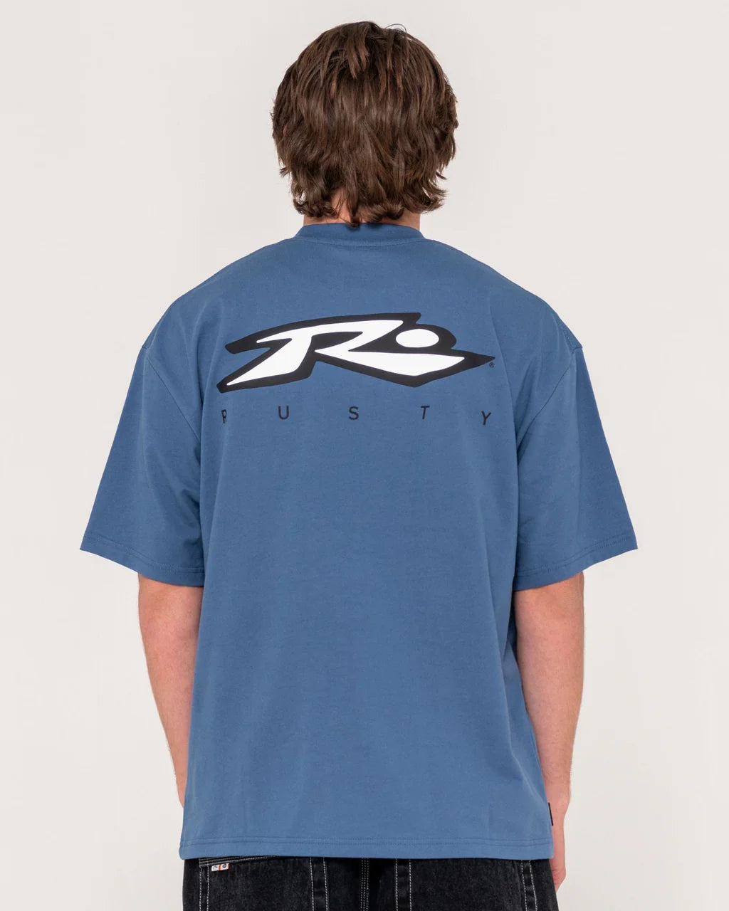 RUSTY REGISTERED OVERSIZED GRAPHIC TEE - CHINA BLUE