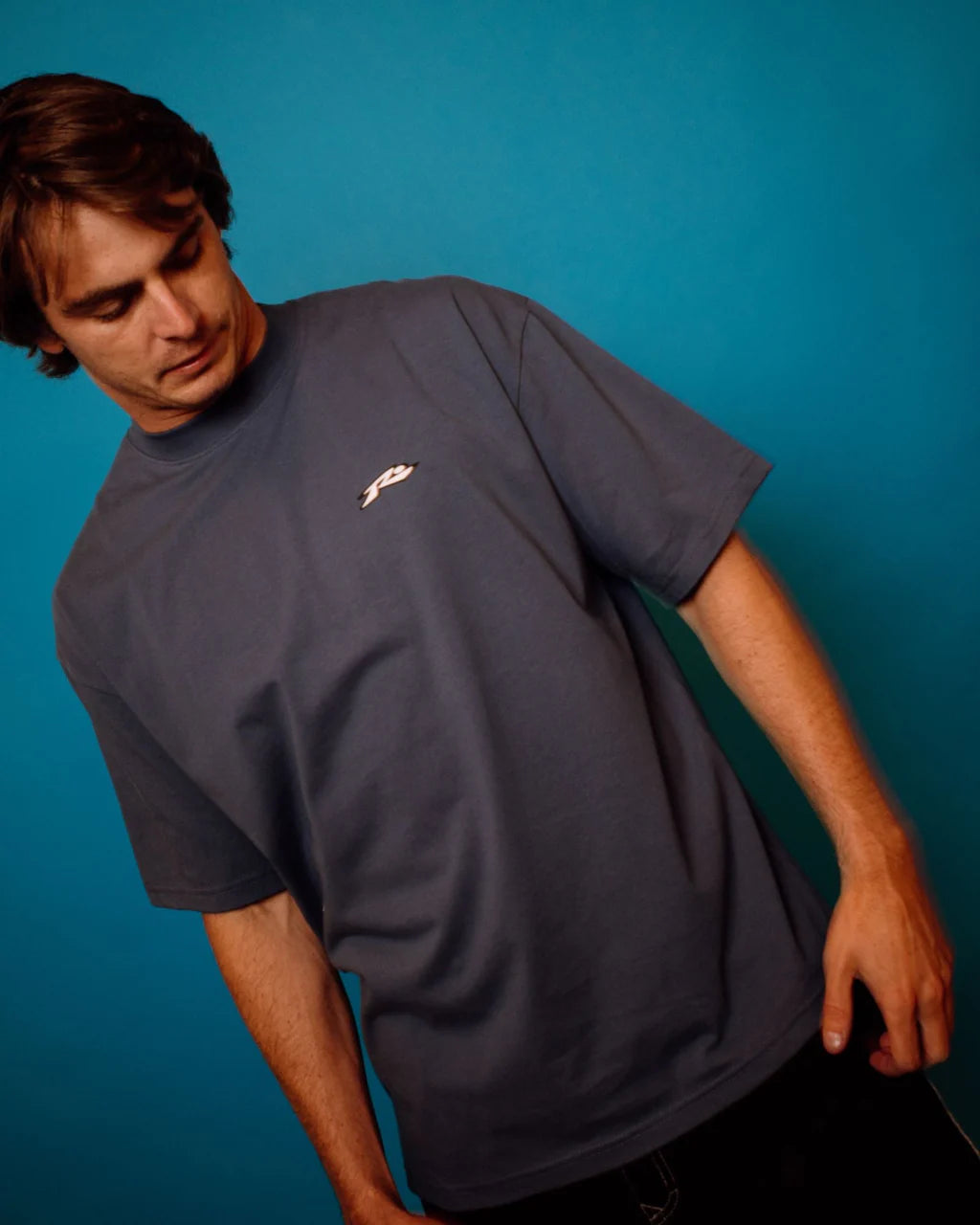 RUSTY REGISTERED OVERSIZED GRAPHIC TEE - CHINA BLUE