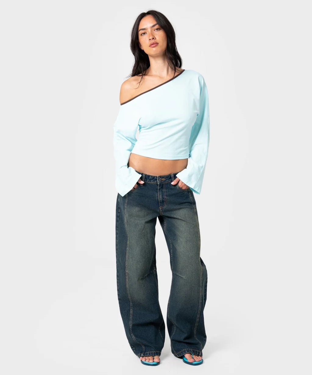 RustyYunoReverseLongSleeveSlouchTopWomensPowderAqua3.webp