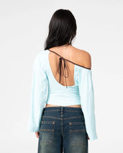 RUSTY YUNO REVERSE LONG SLEEVE SLOUCH TOP – WOMENS – POWDER AQUA