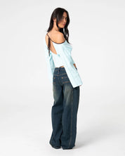 RUSTY YUNO REVERSE LONG SLEEVE SLOUCH TOP – WOMENS – POWDER AQUA