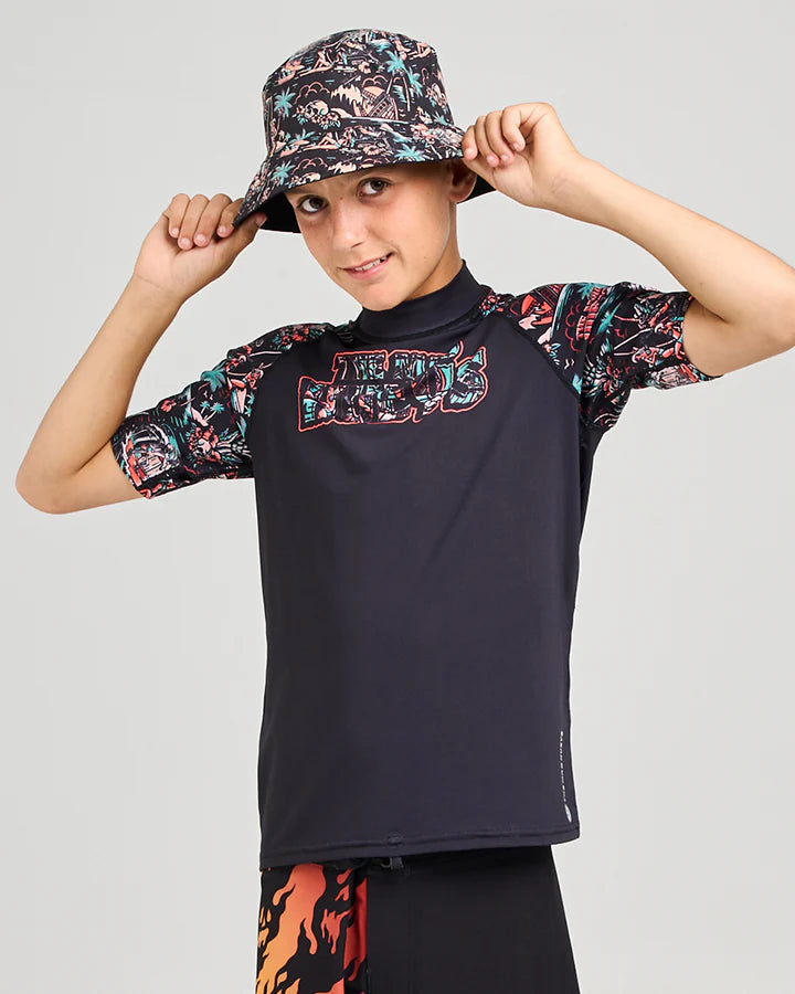 MAD HUEYS SHE'LL BE RIGHT | YOUTH RAGLAN SS RASHIE - BLACK