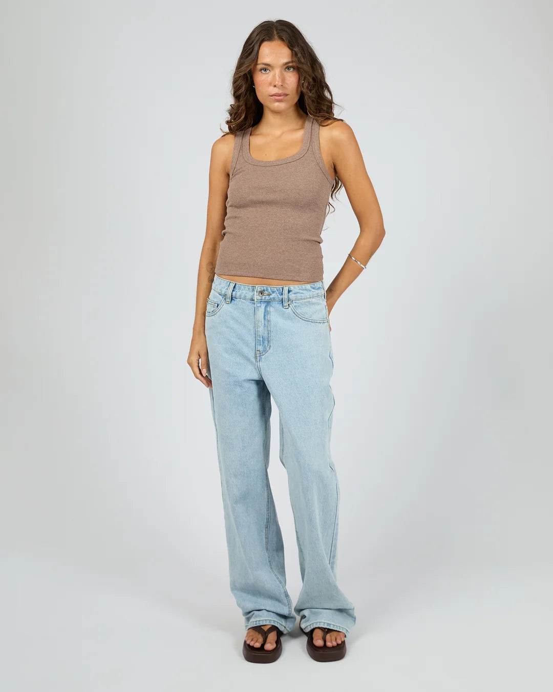 SILENT THEORY MIA RIB TANK - BROWN
