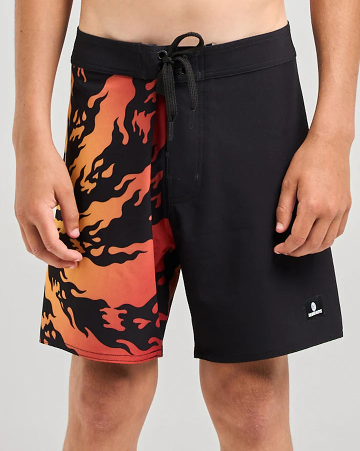 MAD HUEYS SKULL SPIRAL | YOUTH 17" BOARDSHORT - BLACK