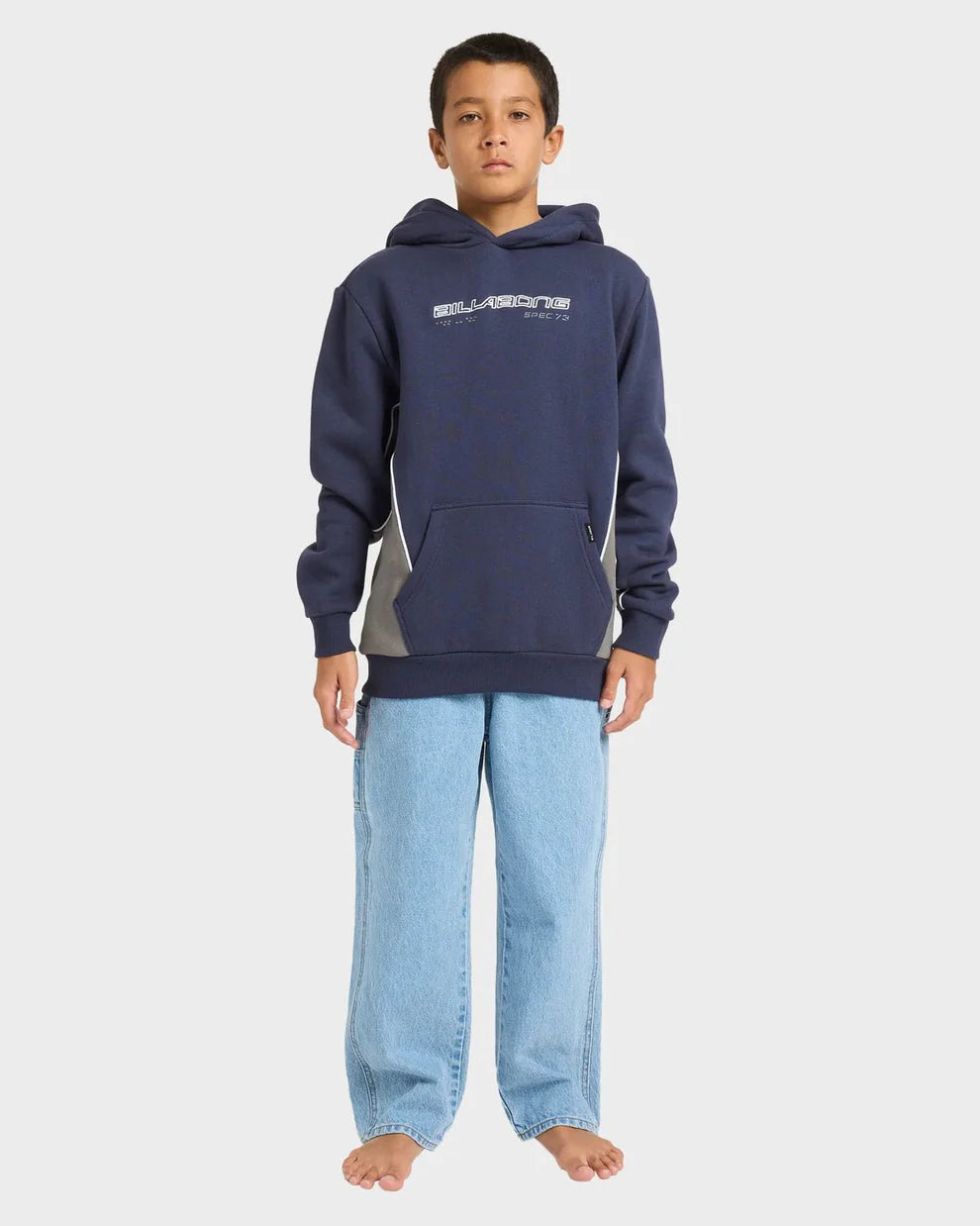 BILLABONG BOYS SPEC 73 POP MOCK PULLOVER HOODIE KIDS VINTAGE INDIGO 8-16