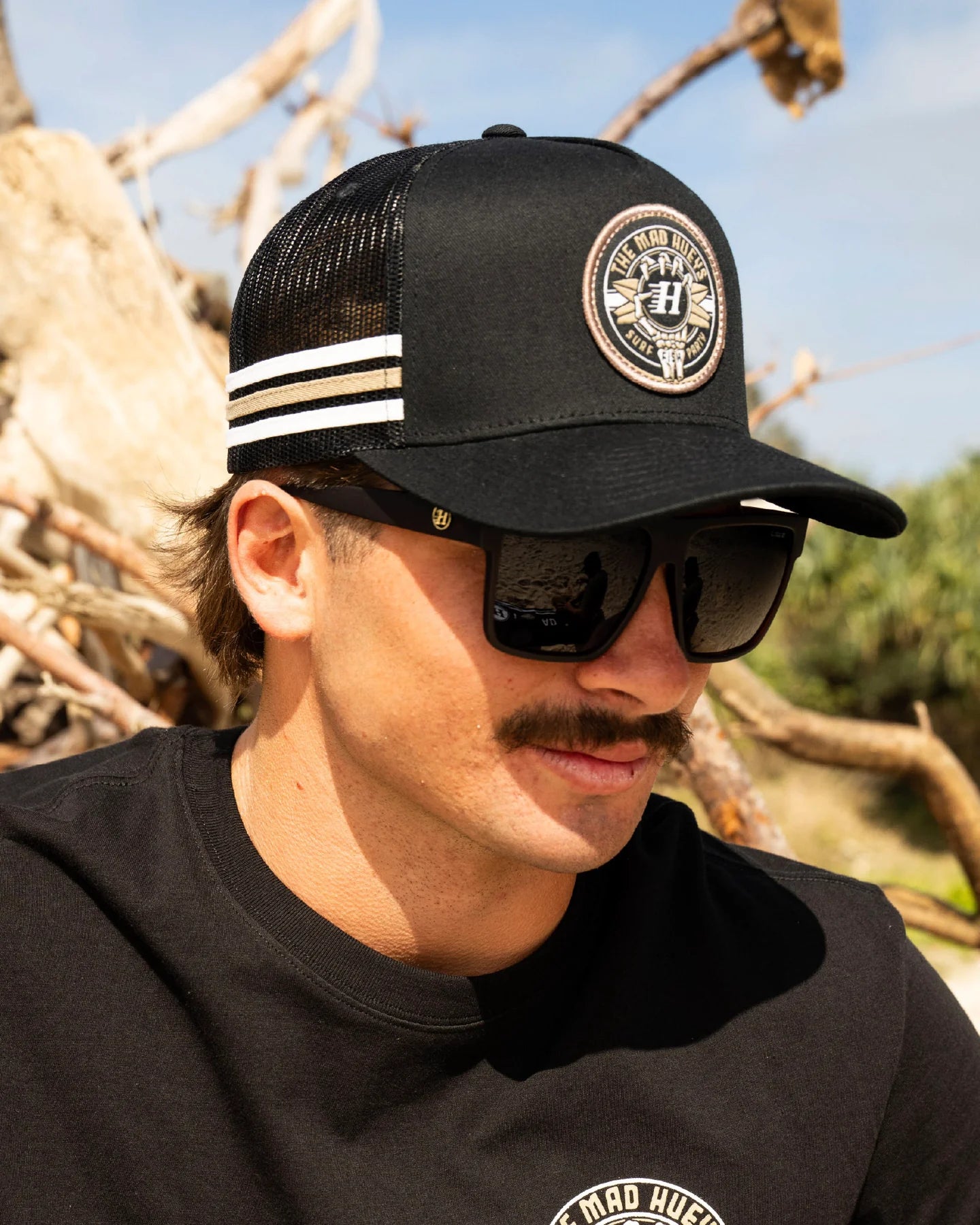 MAD HUEYS SURF HUEYS | TWILL TRUCKER - BLACK