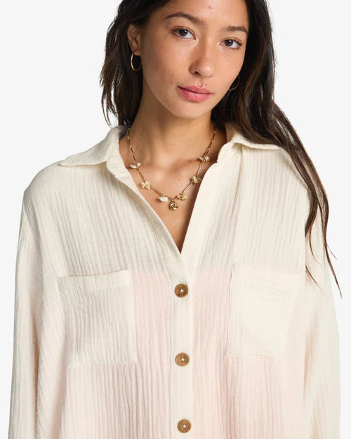 BILLABONG SWELL BLOUSE - SALT CRYSTAL