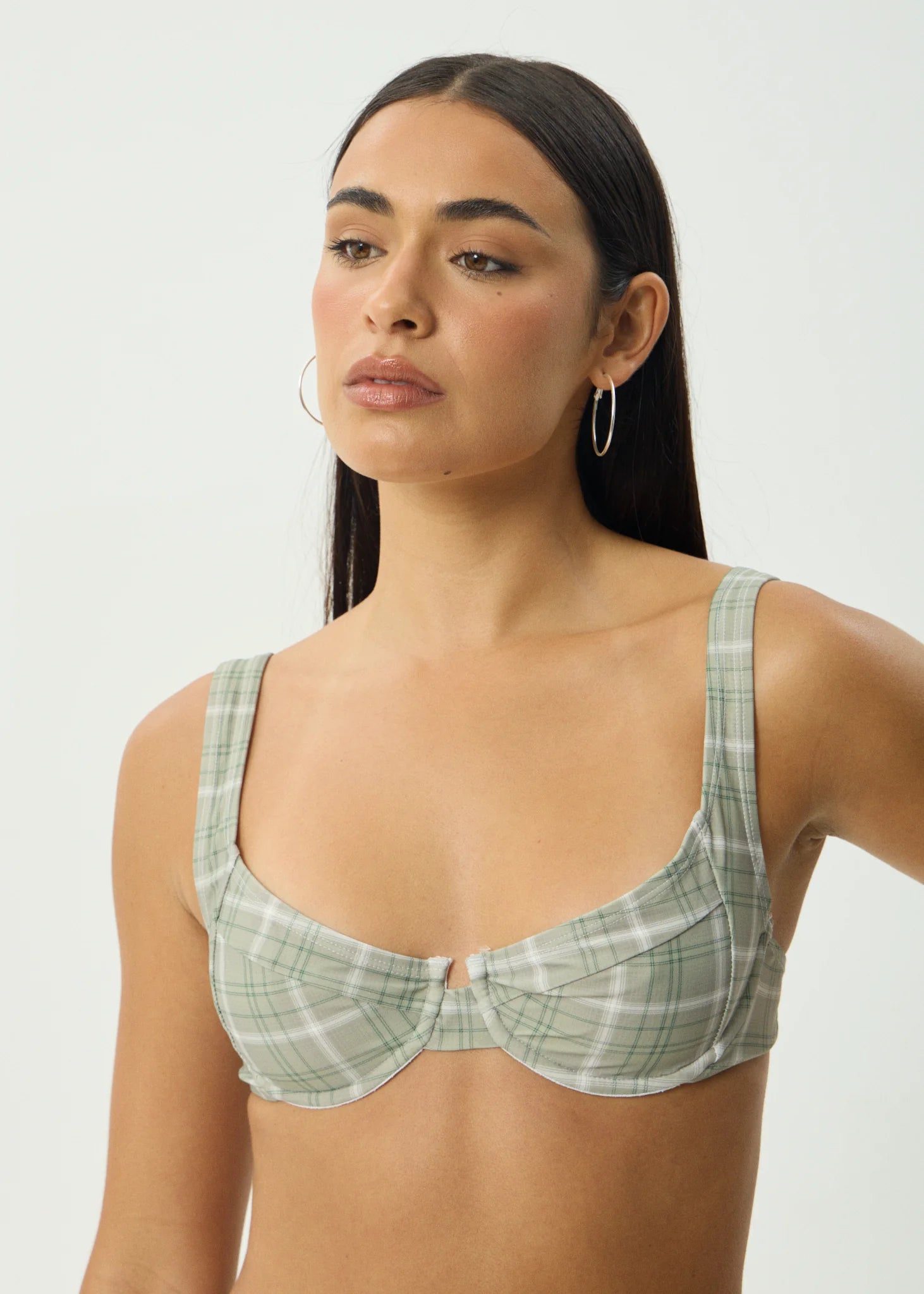 AFENDS SCOUT BIKINI TOP – RECYCLED NYLON CHECK UNDERWIRE SWIM TOP