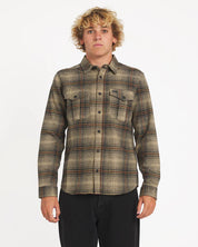 RVCA HUGES FLANNEL LONG SLEEVE SHIRT PIRATE BLACK
