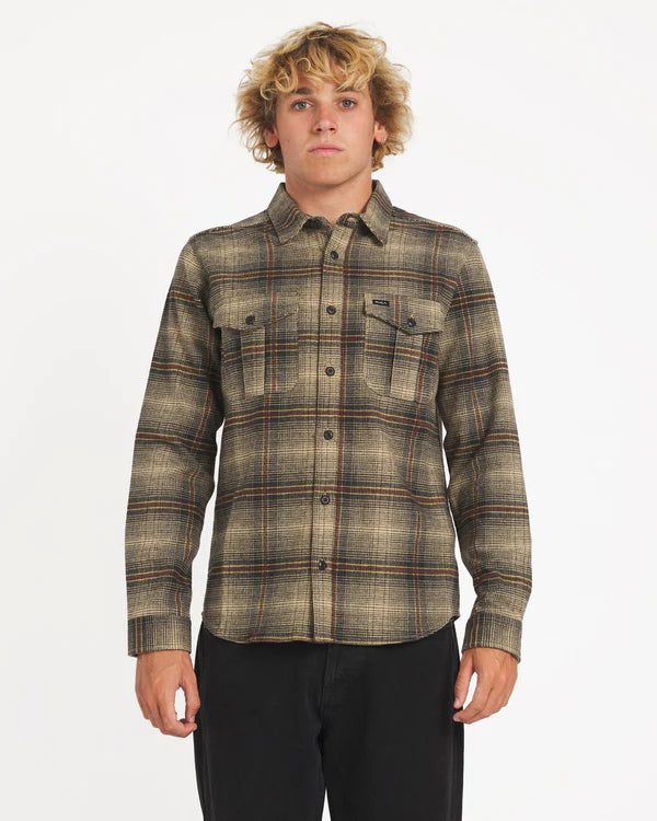 RVCA HUGES FLANNEL LONG SLEEVE SHIRT PIRATE BLACK
