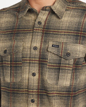 RVCA HUGES FLANNEL LONG SLEEVE SHIRT PIRATE BLACK