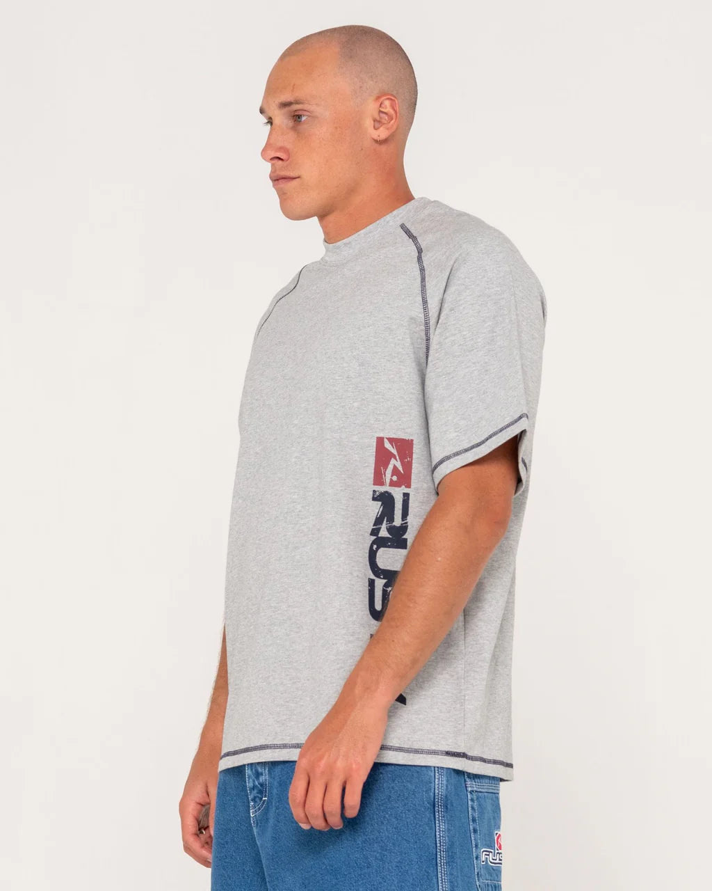 RUSTY STONE COLD RAGLAN TEE GREY MARLE