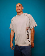 RUSTY STONE COLD RAGLAN TEE GREY MARLE
