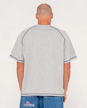RUSTY STONE COLD RAGLAN TEE GREY MARLE