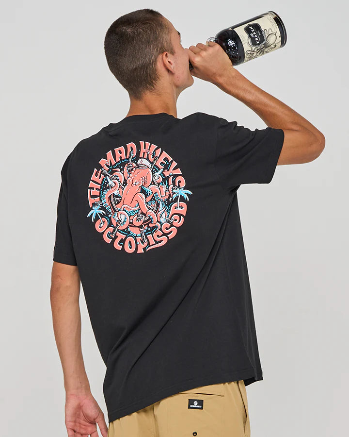 MAD HUEYS TROPIC OCTOPISSED | SS TEE - BLACK