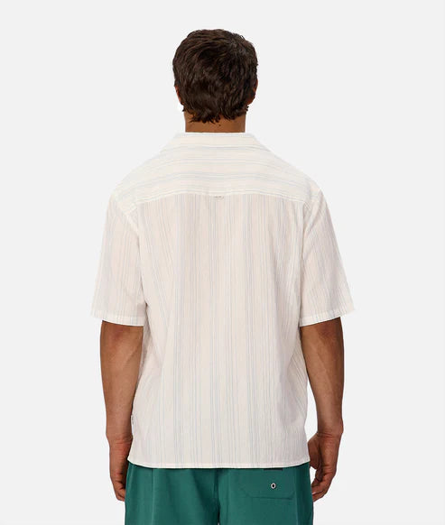 INDUSTRIE THE MARCOS SHORT SLEEVE SHIRT - OFF WHITE/TURQUOISE