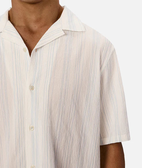 INDUSTRIE THE MARCOS SHORT SLEEVE SHIRT - OFF WHITE/TURQUOISE