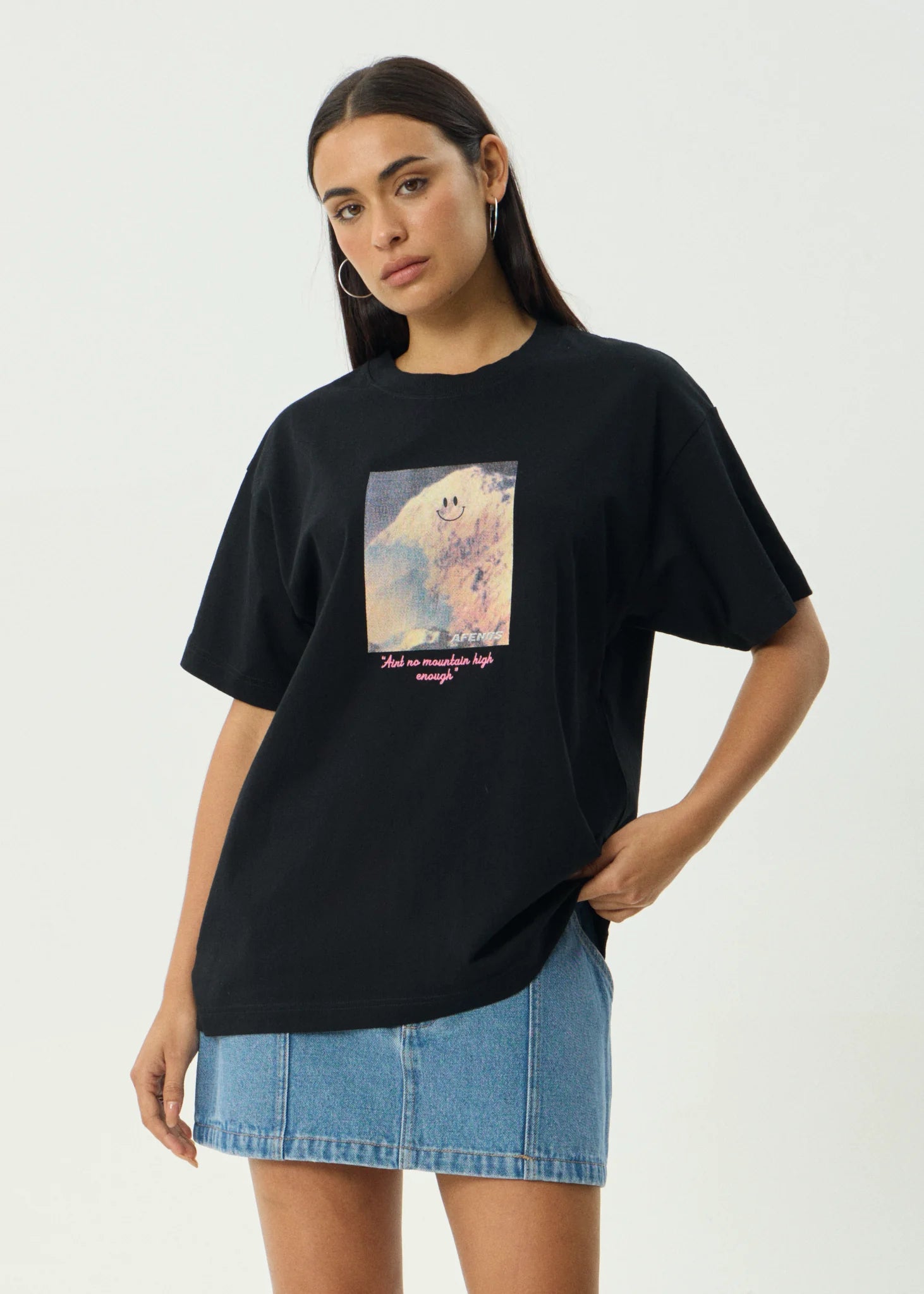 AFENDS TOO HIGH HEAVYWEIGHT BOXY TEE – RECYCLED COTTON CROPPED GRAPHIC T-SHIRT