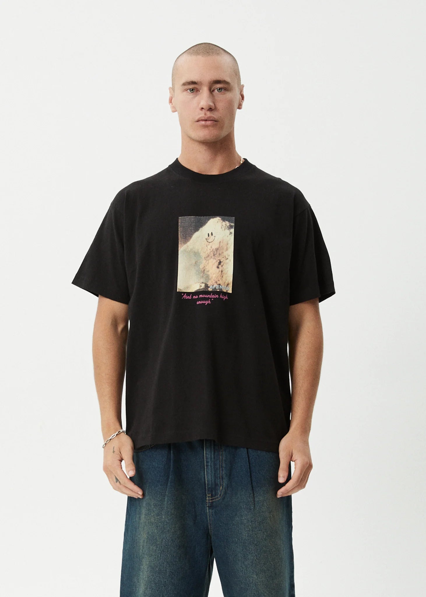 AFENDS TOO HIGH HEAVYWEIGHT BOXY TEE – RECYCLED COTTON CROPPED GRAPHIC T-SHIRT