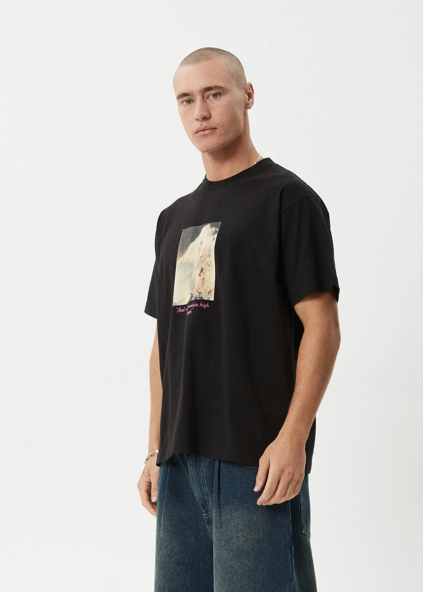 AFENDS TOO HIGH HEAVYWEIGHT BOXY TEE – RECYCLED COTTON CROPPED GRAPHIC T-SHIRT